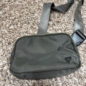 Olive Green Belt Bag with Heart Logo